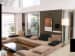L shape sofa with wooden flooring and brick wall design by Richa Jindal Living-room Modern | Interior Design Photos & Ideas