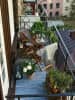 Vintage Balcony With Traditional Wooden Chairs And Blue Rug by Live Fabulous Open-spaces Modern | Interior Design Photos & Ideas
