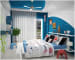 Cobalt Blue Kids Bedroom With Round Shelf by Monnaie Architects Bedroom Contemporary | Interior Design Photos & Ideas