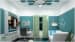 Steel Blue Bedroom With Study Table and white tub couch by Monnaie Architects Bedroom Modern | Interior Design Photos & Ideas