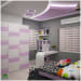 Pink Fusion Kids Bedroom With Study Table and LED ceiling lights by Monnaie Architects Bedroom Modern | Interior Design Photos & Ideas