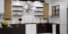 Modular L Shaped Kitchen with Brown Cabinets and Patterned Tile Wall by Monnaie Architects Modular-kitchen Modern | Interior Design Photos & Ideas