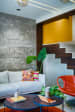 Rustic Look In Living Room with Vibrant colored wall and Furniture by Dhaval Patel Living-room Contemporary | Interior Design Photos & Ideas