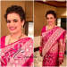 Charming bride in pink saree for her reception