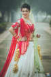 Pretty Crimson Red and White Lehenga With Floral Details Sleeves by Priyanka Kamboj Wedding-photography Wedding-dresses | Weddings Photos & Ideas