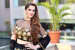 Gold detailed lehenga with statement earrings