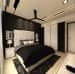 Bedroom with false ceiling wardrobe and black & white shade by Nidhi Rathod Bedroom Contemporary | Interior Design Photos & Ideas