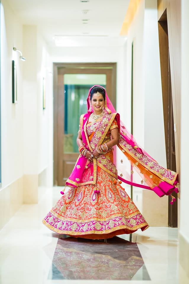 Bride Wearing Pink and Orange Bridal Lehenga. by Aviral Panthri Wedding-photography Wedding-dresses | Weddings Photos & Ideas