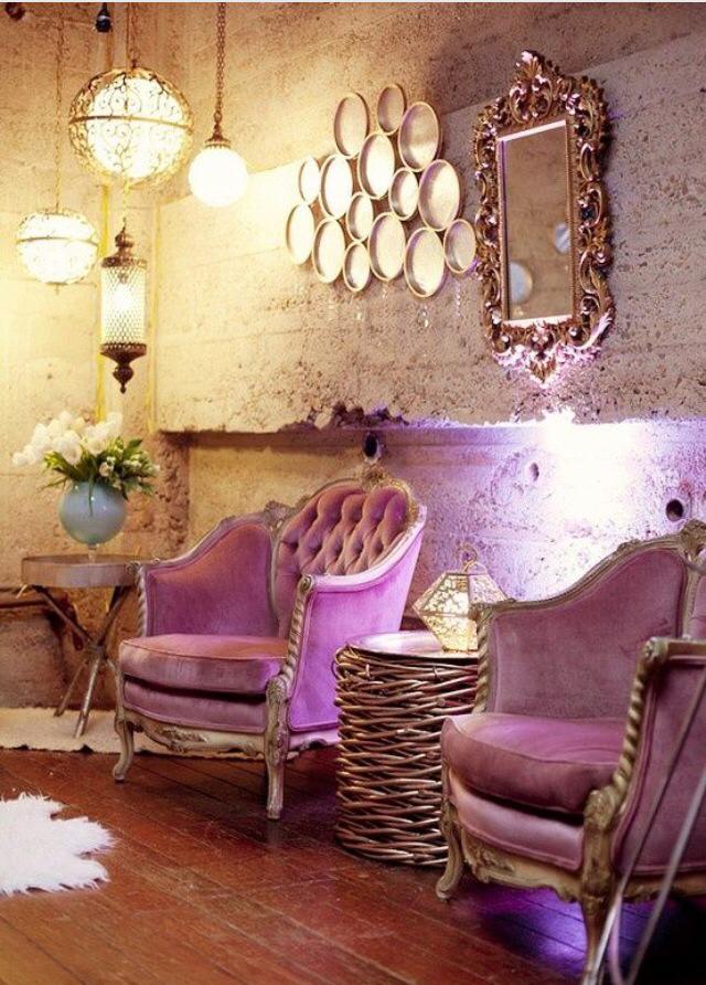 Living Room With Purple Lounge Chair And Traditional Lights by Ishika singh Living-room Traditional | Interior Design Photos & Ideas