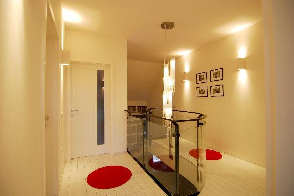 Staircase With Waterfall Chandelier by Swati Sinha Taneja Indoor-spaces Contemporary | Interior Design Photos & Ideas