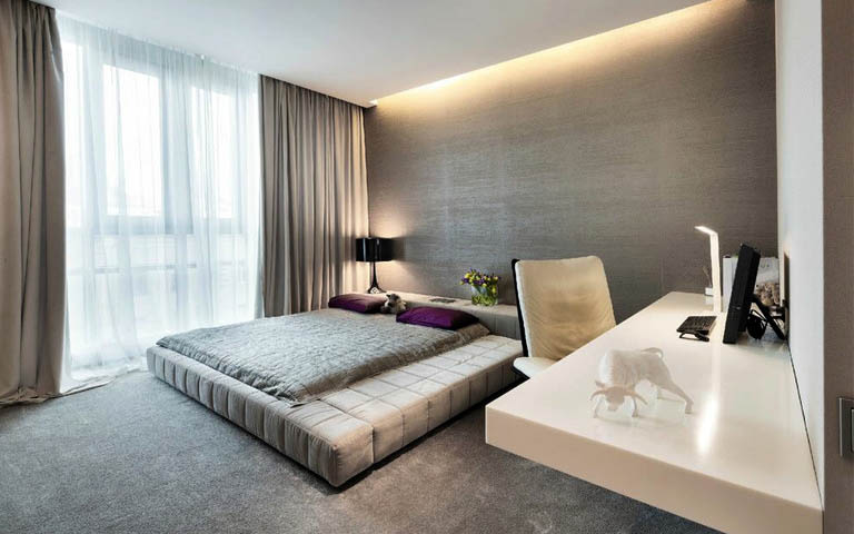 Small Bedroom With Elegant Interiors by Aneja Developers Bedroom Modern | Interior Design Photos & Ideas