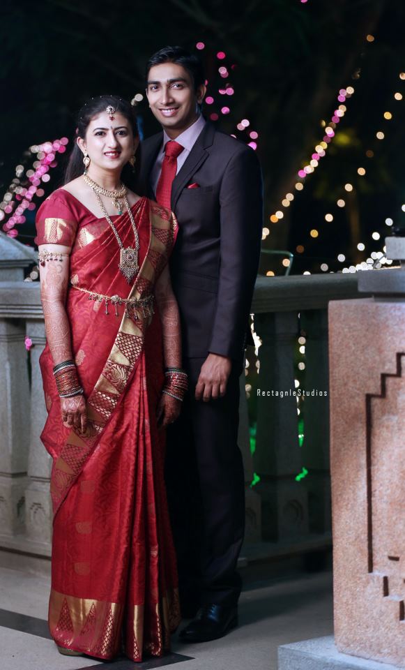 Bride Wearing A Beautiful Red Saree With Golden Border by Kiran Channappa Wedding-photography Wedding-dresses | Weddings Photos & Ideas