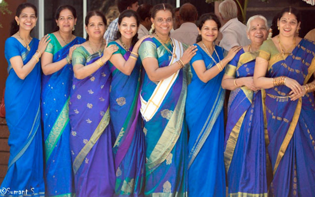 Bridesmaids Pose Wearing Matching Blue Sarees by Sumant 's photography Wedding-photography | Weddings Photos & Ideas