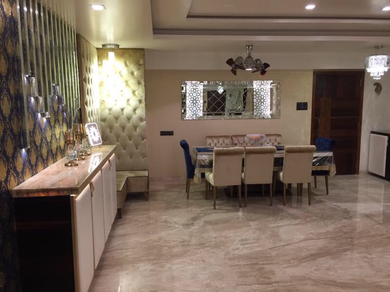 Dining Room With Marble Flooring And Tufted Chairs by Shweta Danwe Desai Dining-room Traditional | Interior Design Photos & Ideas