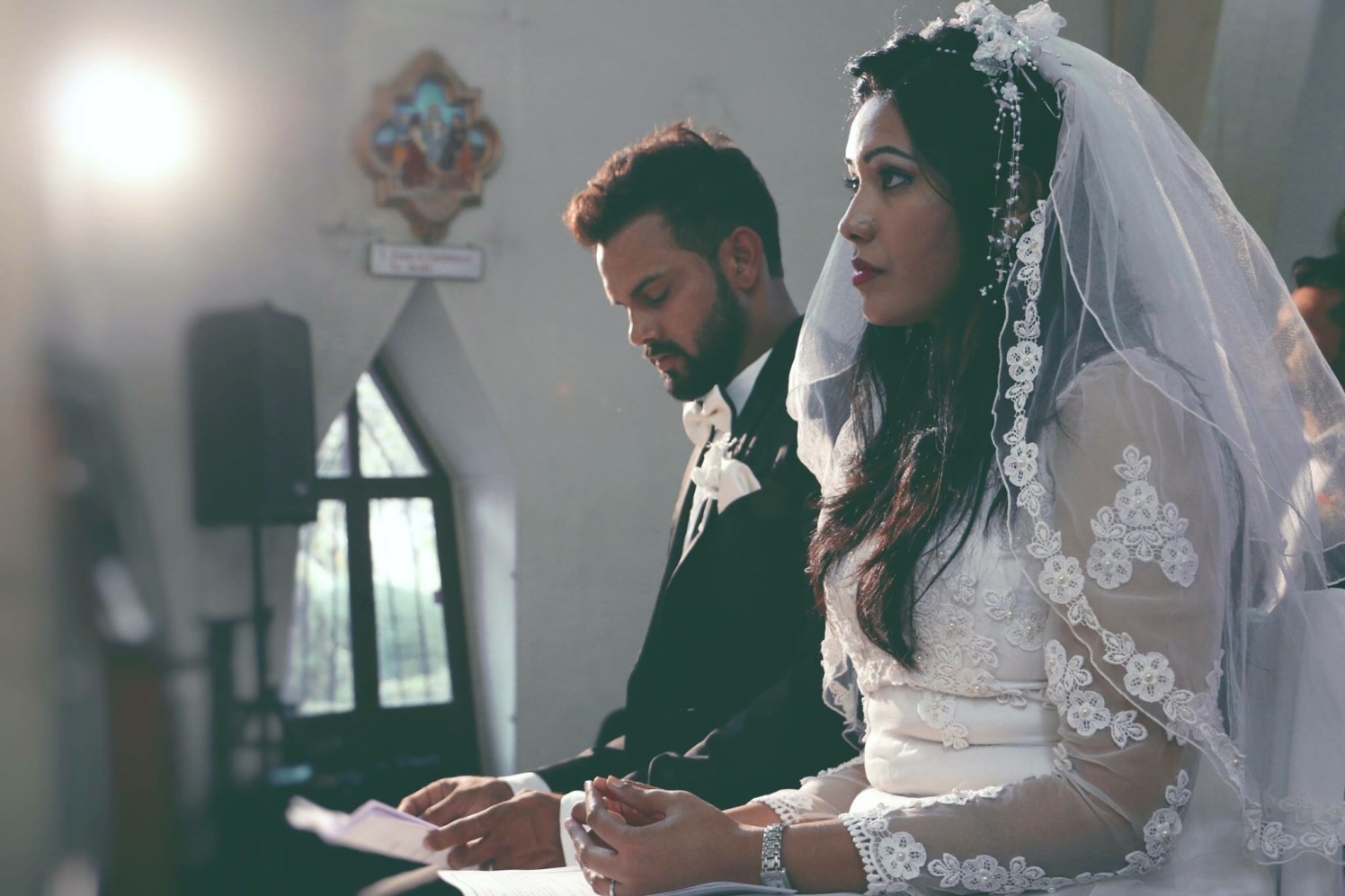 Christian Bride and Groom Taking Wedding Vows by Sagar Thackar Wedding-photography | Weddings Photos & Ideas