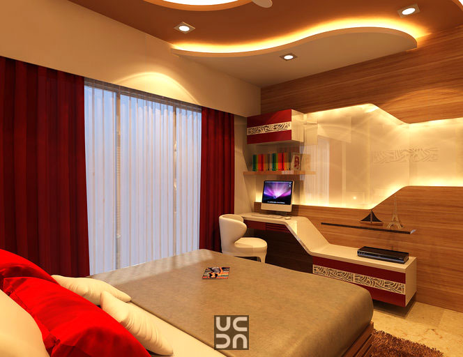 Small Bedroom With Wooden Wall And False Ceiling by Nitin Salekar Bedroom Contemporary | Interior Design Photos & Ideas