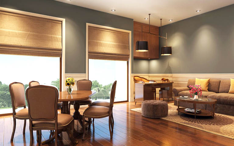 Living Room And Dining Area With Wooden Flooring by Parvez Alam Living-room Contemporary | Interior Design Photos & Ideas