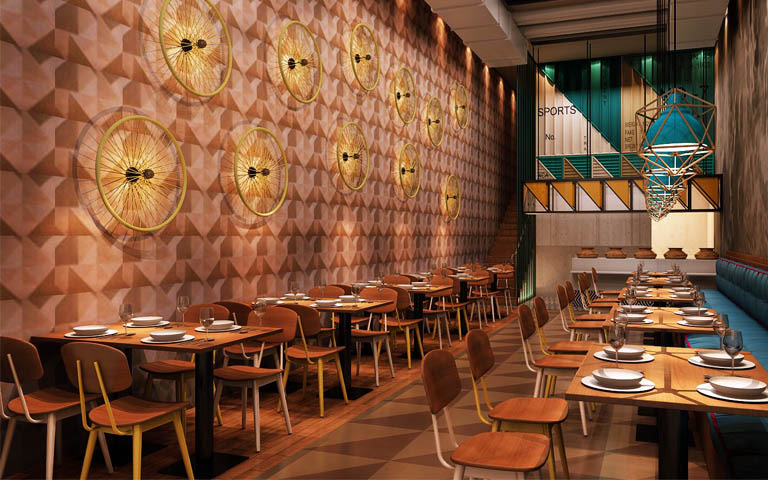 Restaurant Interiors With Mid century Modern Chairs And Wooden Flooring by Parvez Alam Eclectic | Interior Design Photos & Ideas