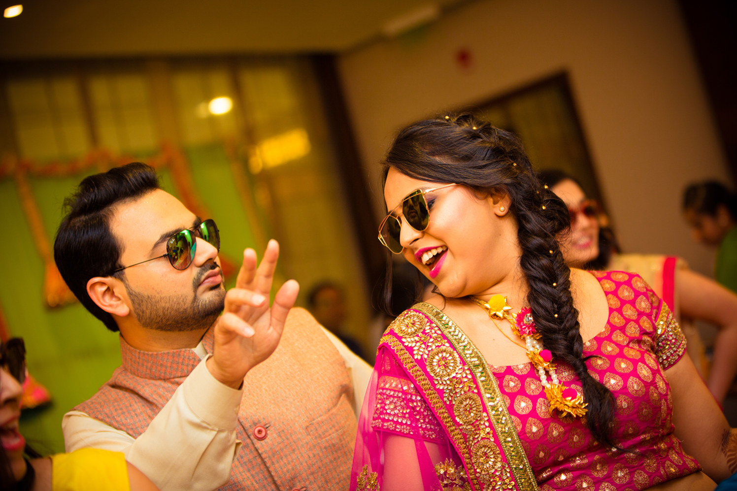 Bride Wearing Trendy Fishtail Braid on Her Sangeet by Bosco Naveen Wedding-hairstyles | Weddings Photos & Ideas