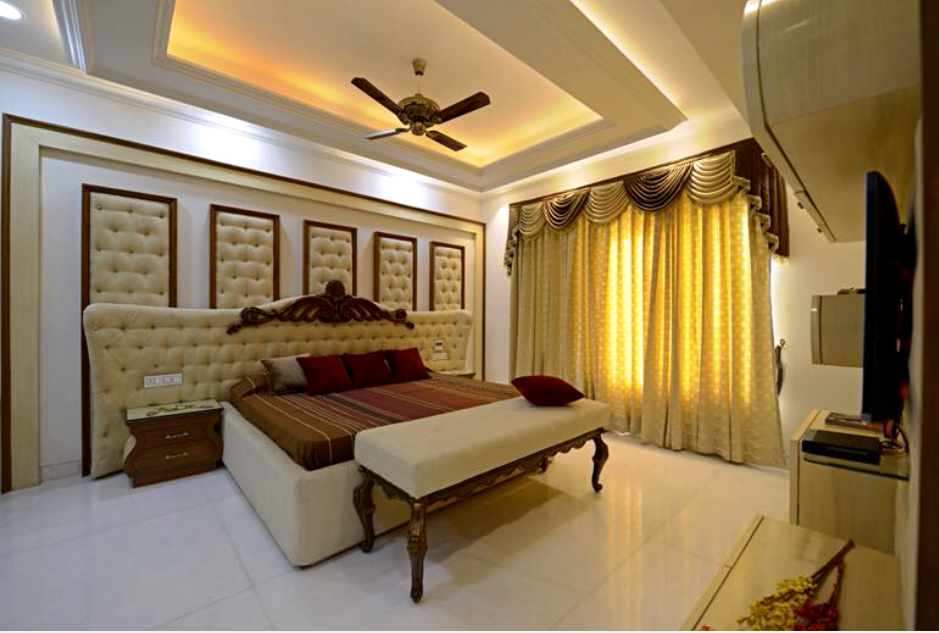 Bedroom With Tile Flooring And Traditional Wooden Furniture by Deepak Sharma Bedroom Contemporary | Interior Design Photos & Ideas