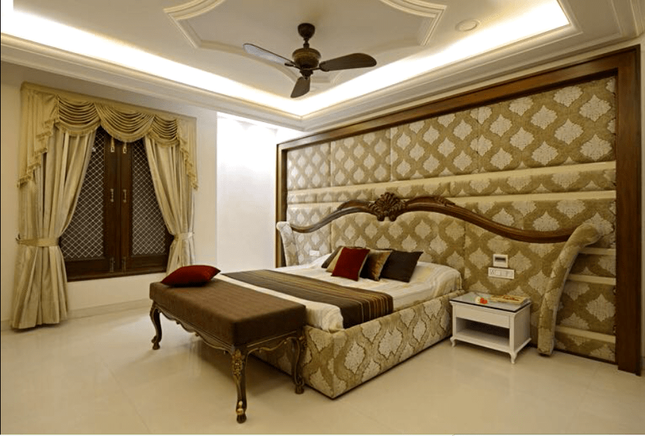 Bedroom With Traditional Bed And Wall Decor by Deepak Sharma Bedroom Contemporary | Interior Design Photos & Ideas