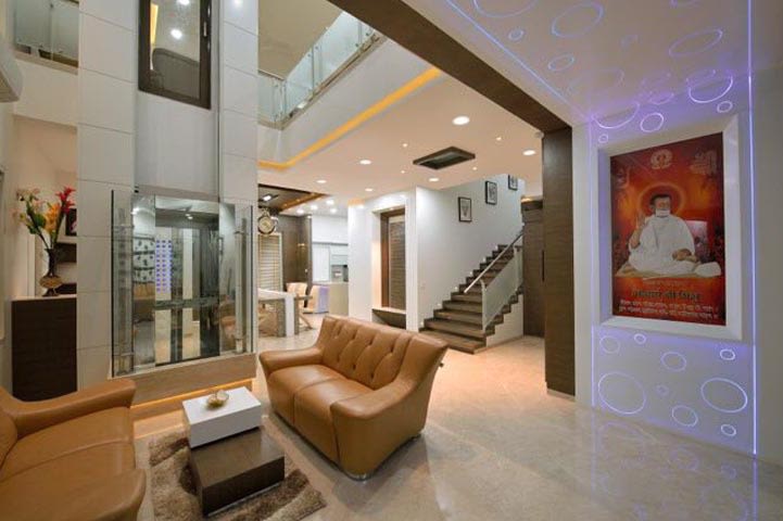 Living Room With Bent Arm Leather Back Sofa by Ar.Nitin j Kshirsagar Living-room Contemporary | Interior Design Photos & Ideas