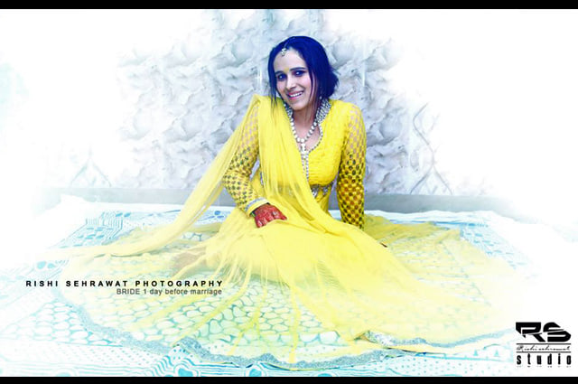 Bride Wearing A Simple Yellow Suit by Rishi Sehrawat Wedding-photography | Weddings Photos & Ideas