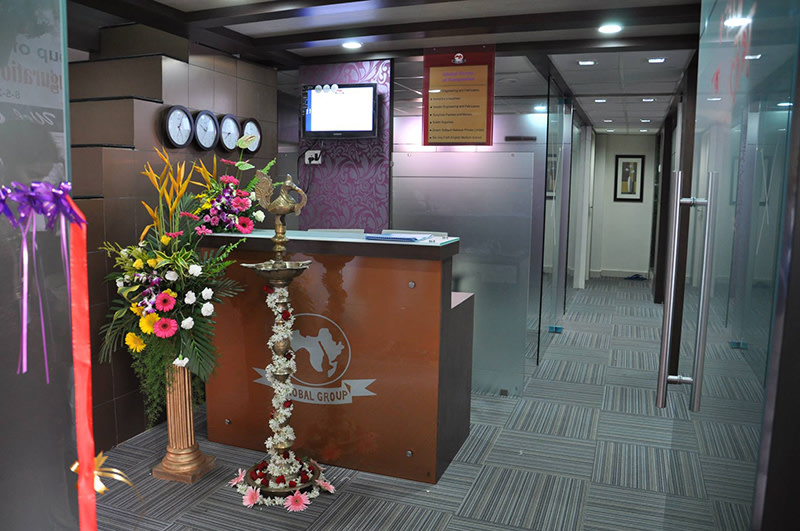 Modern cellular style office entrance decor by Amitus EPC Projects Pvt Ltd | Interior Design Photos & Ideas