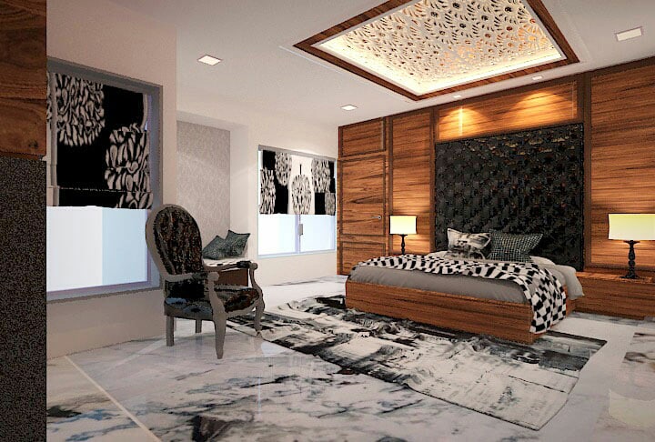 Vintage 3-D effect master bedroom decor by Amitus EPC Projects Pvt Ltd Bedroom | Interior Design Photos & Ideas
