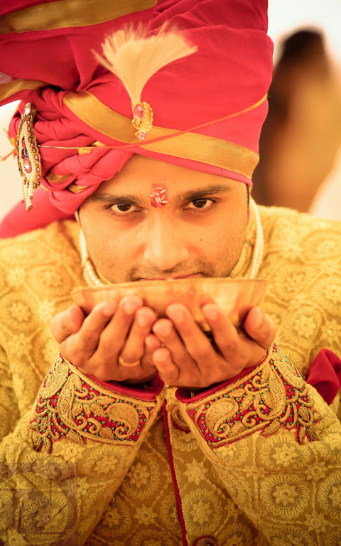 Wedding Ritual Wearing Golden Sherwani With Pearl Necklace by Viral Shah Wedding-photography | Weddings Photos & Ideas