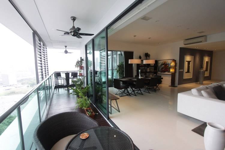 Black Patio Furniture And Wooden Flooring by Yogesh Goel Open-spaces Contemporary | Interior Design Photos & Ideas