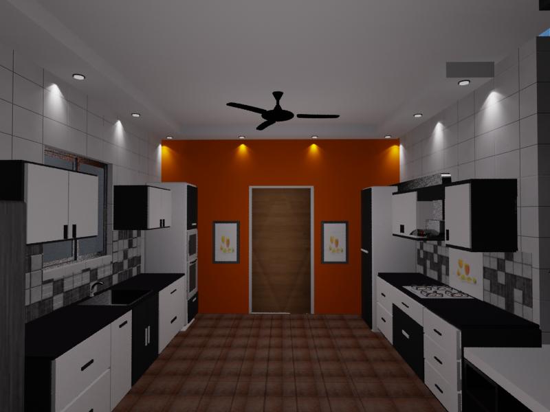 Perfect combination of black and white colored cabinets by VS interiors Modular-kitchen | Interior Design Photos & Ideas