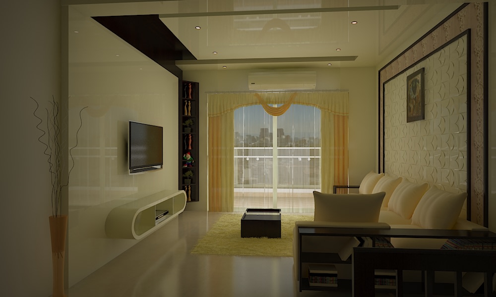 A Modern White Shade Interior In Living Room by Megha Jain Living-room | Interior Design Photos & Ideas