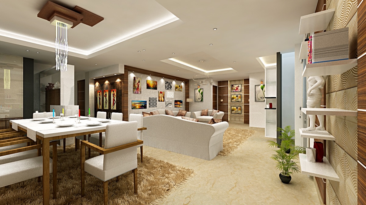 A Premium White Dining Room With Wooden Furniture by Megha Jain Dining-room Contemporary | Interior Design Photos & Ideas