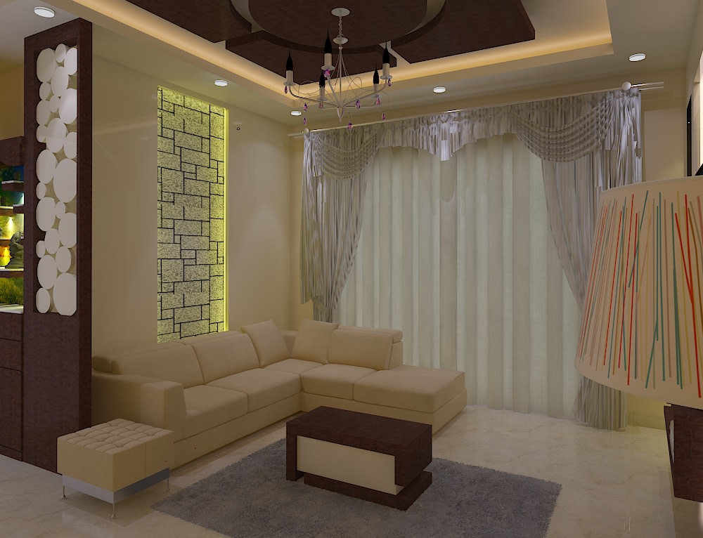 A Standard White Living Room With L-Shaped Sofa by Megha Jain Living-room | Interior Design Photos & Ideas