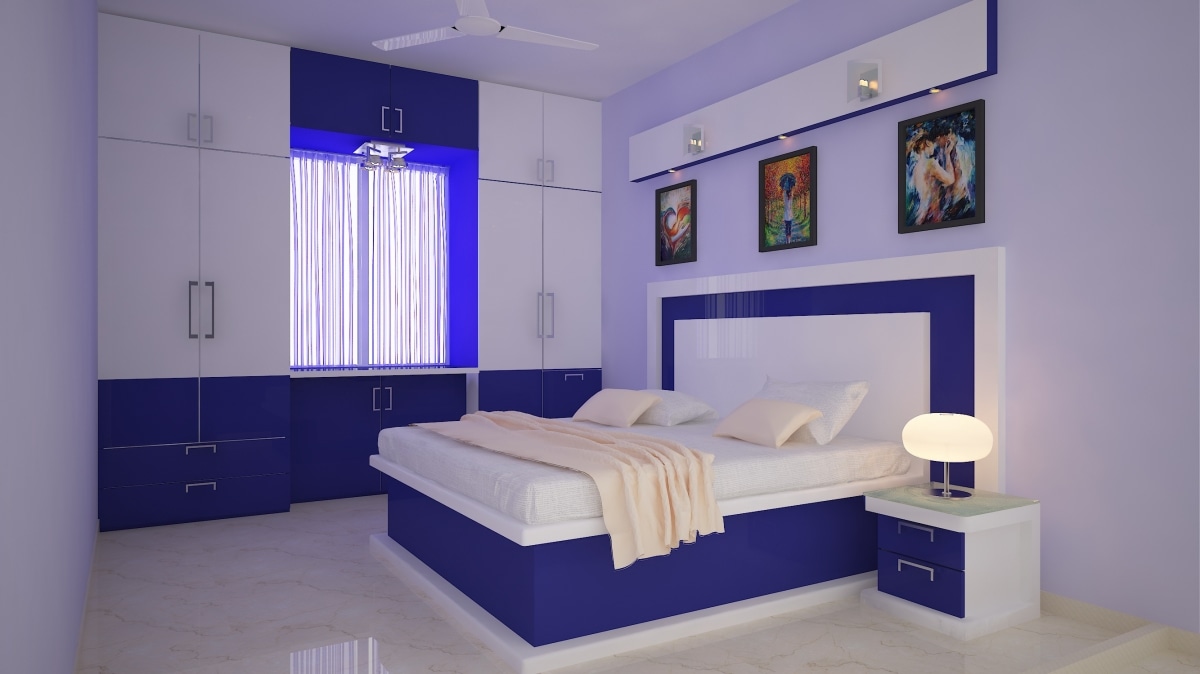 Blue And White Theme Bedroom by Decor Dreams Bedroom | Interior Design Photos & Ideas