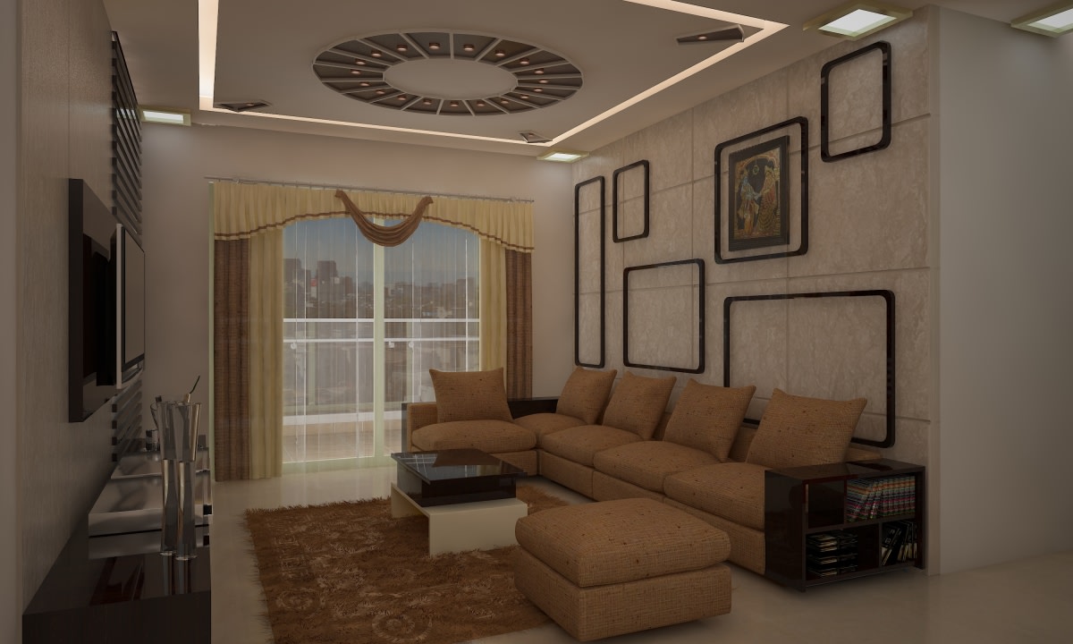 L-Shaped Sofa In Living Room With White Walls by Megha Jain Living-room Contemporary | Interior Design Photos & Ideas