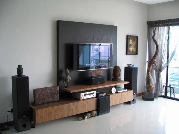 Television Unit With Wooden Display Unit In Living Room by Megha Jain Living-room Modern | Interior Design Photos & Ideas