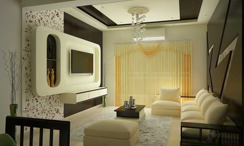 A Premium Off White Contemporary Living Room by Megha Jain Living-room Modern | Interior Design Photos & Ideas