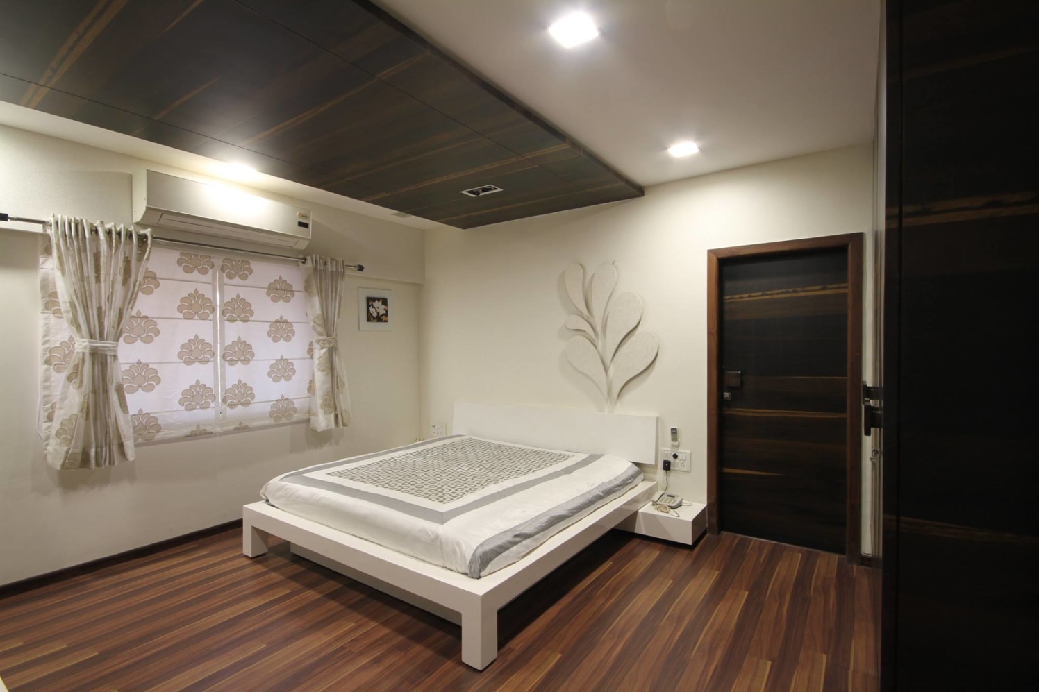 White Themed Bedroom With Wooden Flooring by Ankur Tulsyan Bedroom Minimalistic | Interior Design Photos & Ideas