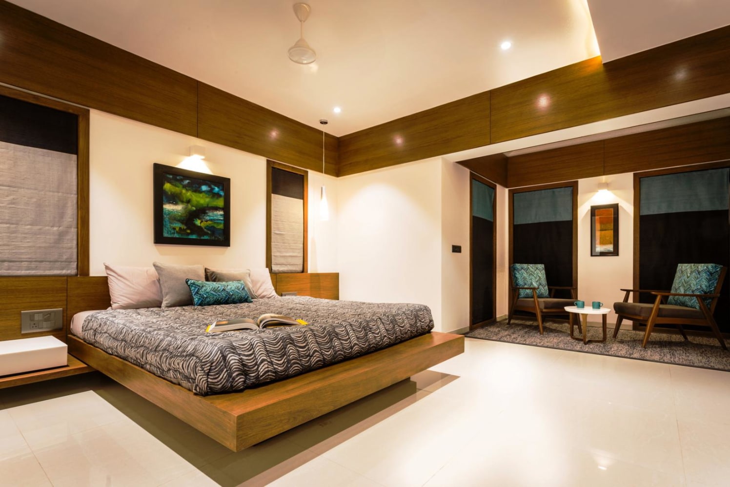 Bedroom With Wood Finish Ceiling by Ankur Tulsyan Bedroom Modern | Interior Design Photos & Ideas
