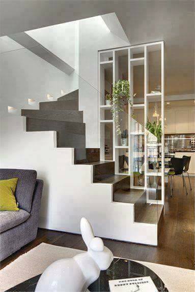 White Themed Stairway With White Partition by Ankur Tulsyan Indoor-spaces Modern | Interior Design Photos & Ideas