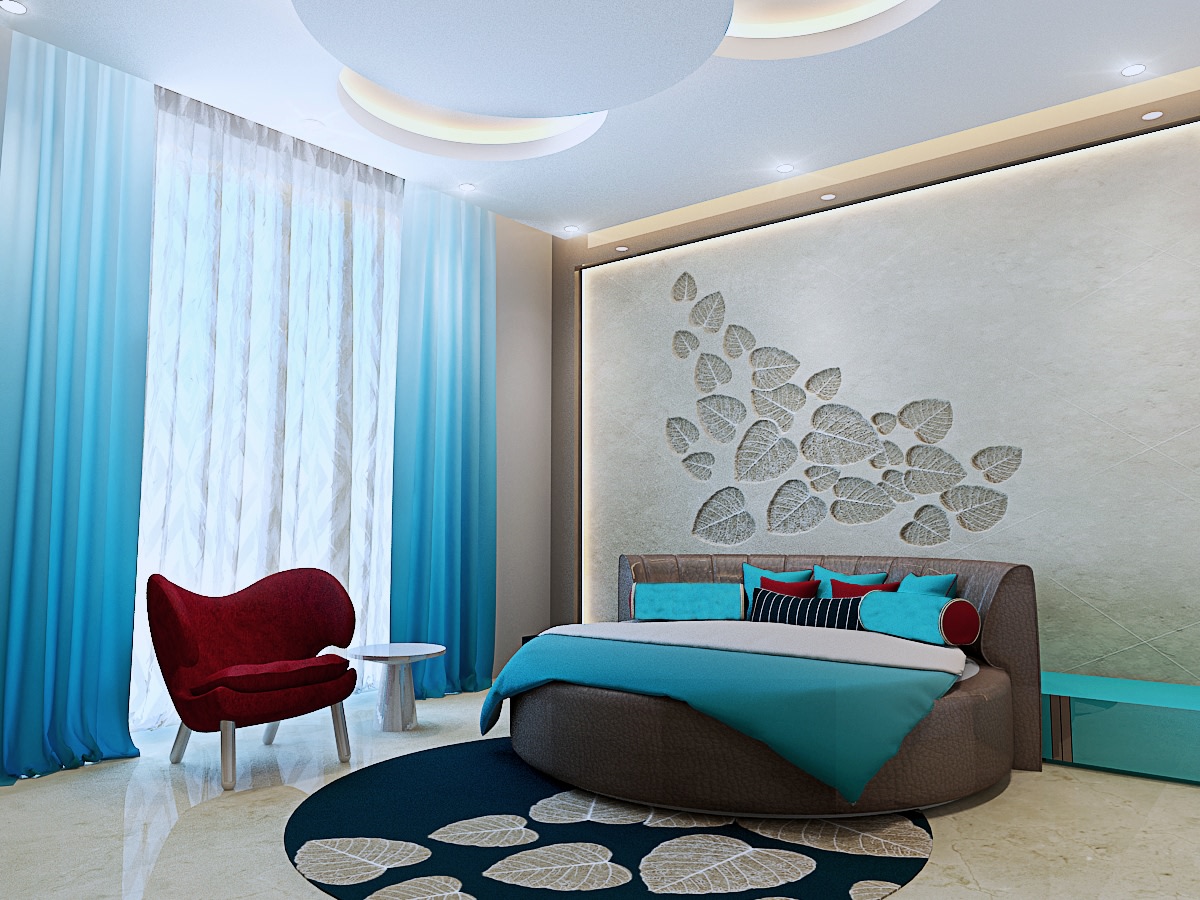 Blue themed master bedroom decor by Bhoomi Ink Architects Bedroom Modern | Interior Design Photos & Ideas