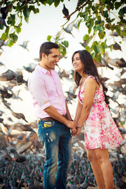Happy Bride and Groom To-Be Against Beautiful Backdrop by Dhanika Choksi Wedding-photography | Weddings Photos & Ideas