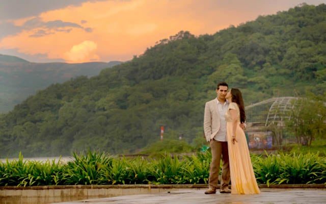 Bride and Groom To-Be Against Picturesque Backdrop by Dhanika Choksi Wedding-photography | Weddings Photos & Ideas