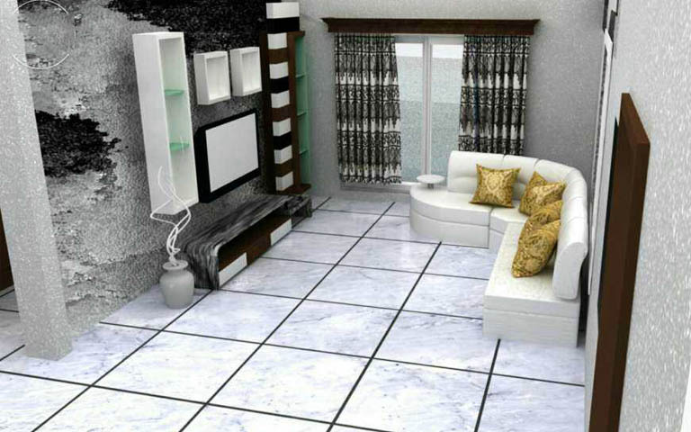 Silver theme living room decor by Harsha B Chavadi Living-room Modern | Interior Design Photos & Ideas
