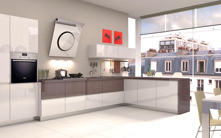 3-D effect modular kitchen by Mansion Kitchen Modular-kitchen Modern | Interior Design Photos & Ideas