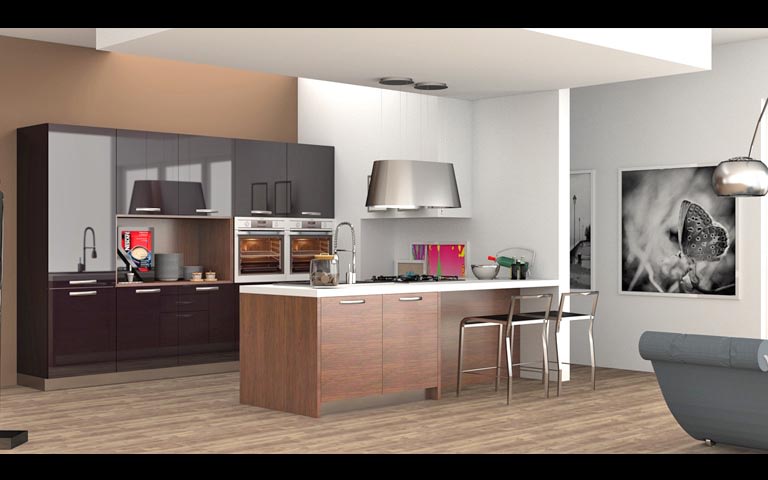 3-D effect modular kitchen by Mansion Kitchen Modular-kitchen Modern | Interior Design Photos & Ideas