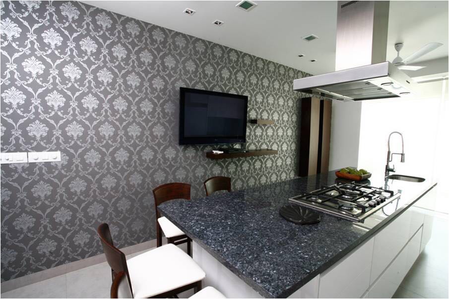 Black Granite Finish Open Island Kitchen by Ram Malhotra Modular-kitchen Modern | Interior Design Photos & Ideas