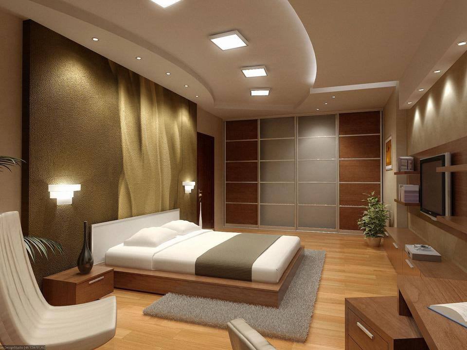 Contemporary 3-D effect master bedroom decor by eb+D Bedroom | Interior Design Photos & Ideas